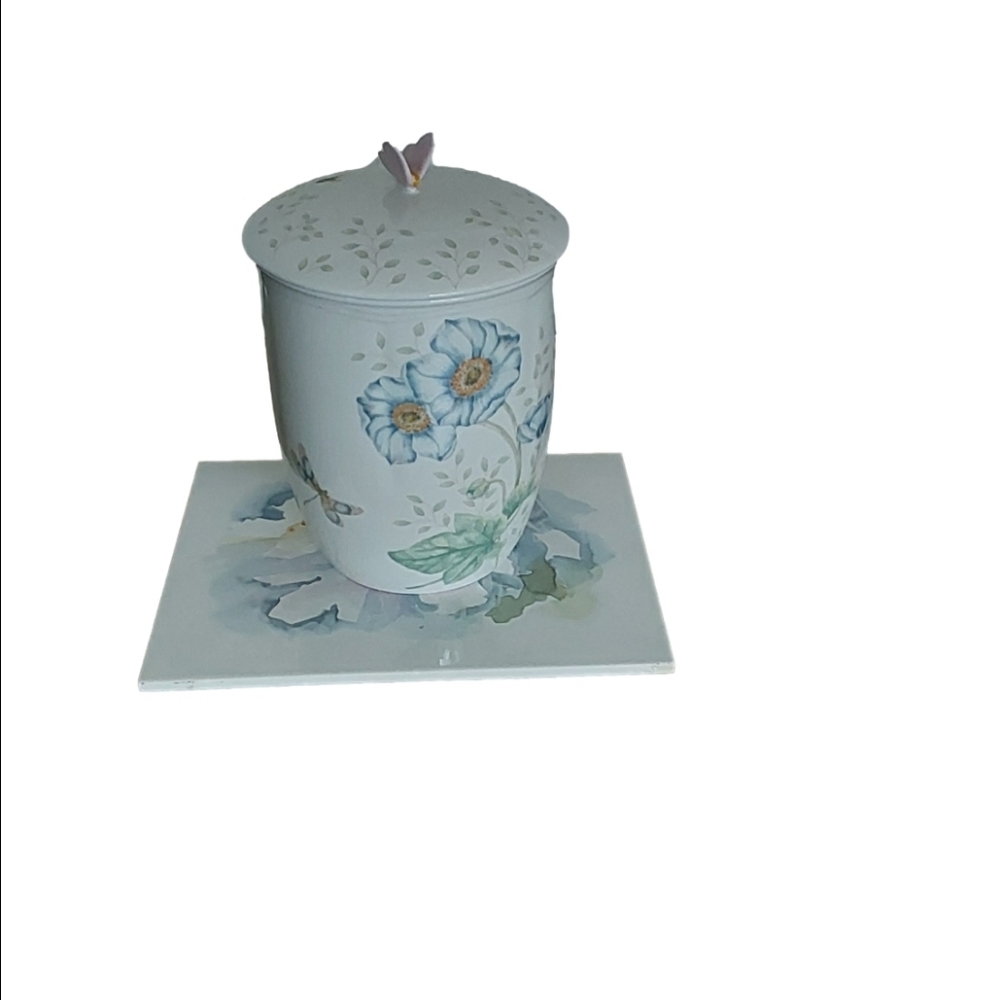 Lenox  Large Floral Pink Butterfly Meadow‎ Jar with Lid